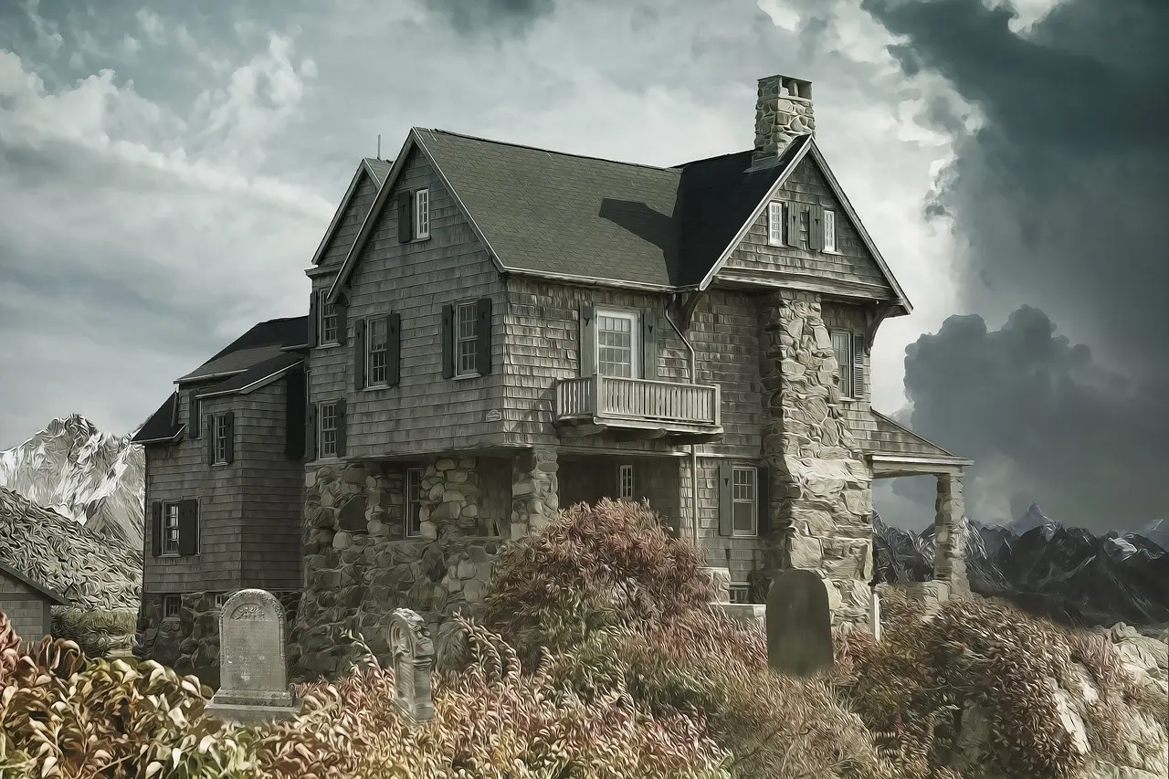 house, cemetery, haunted house