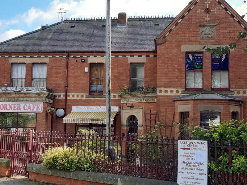 Ilkeston Church Institute on Market place, corner Cafe